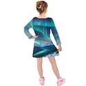 Aurora Borealis Kids  Long Sleeve Velvet Dress View2