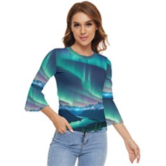 Zig Zag Waves Lines Geometric Bell Sleeve Top