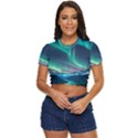 Zig Zag Waves Lines Geometric Side Button Cropped T-Shirt View1