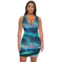 Zig Zag Waves Lines Geometric Draped Bodycon Dress by Ndabl3x