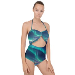 Aurora Borealis Scallop Top Cut Out Swimsuit by Ndabl3x