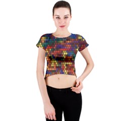 Zig Zag Pattern Geometric Design Crew Neck Crop Top by Ndabl3x