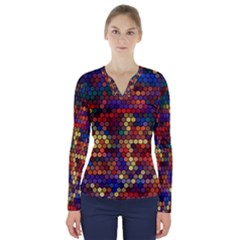 Zig Zag Pattern Geometric Design V-neck Long Sleeve Top by Ndabl3x