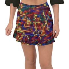 Zig Zag Pattern Geometric Design Fishtail Mini Chiffon Skirt by Ndabl3x