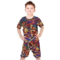 Zig Zag Pattern Geometric Design Kids  T-shirt And Shorts Set by Ndabl3x