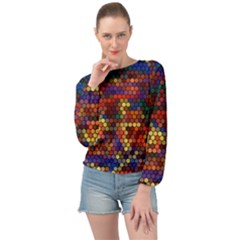 Zig Zag Pattern Geometric Design Banded Bottom Chiffon Top by Ndabl3x