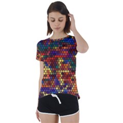 Zig Zag Pattern Geometric Design Short Sleeve Open Back T-shirt by Ndabl3x