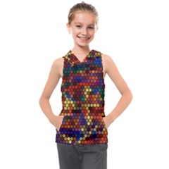 Zig Zag Pattern Geometric Design Kids  Sleeveless Hoodie by Ndabl3x