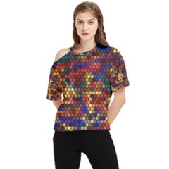 Zig Zag Pattern Geometric Design One Shoulder Cut Out T-shirt by Ndabl3x