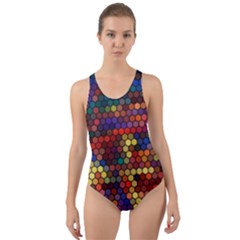 Flower Retro Funky Psychedelic Cut-out Back One Piece Swimsuit by Ndabl3x