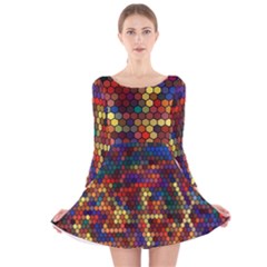 Flower Retro Funky Psychedelic Long Sleeve Velvet Skater Dress by Ndabl3x