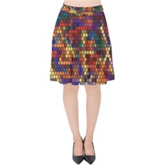 Flower Retro Funky Psychedelic Velvet High Waist Skirt by Ndabl3x