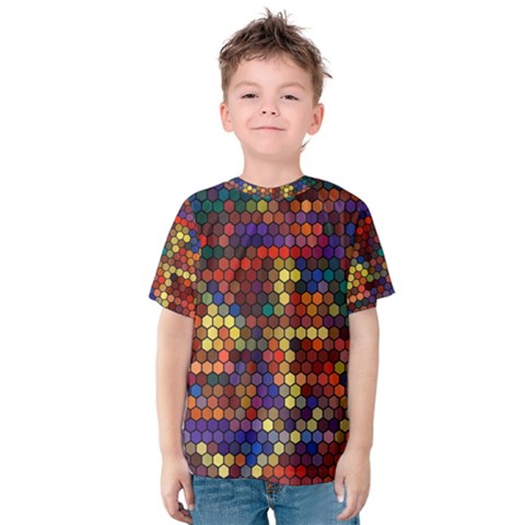 Hexagon Honeycomb Pattern Design Kids  Cotton T-shirt by Ndabl3x