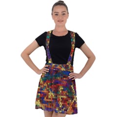 Flower Retro Funky Psychedelic Velvet Suspender Skater Skirt by Ndabl3x