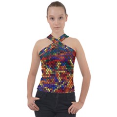 Flower Retro Funky Psychedelic Cross Neck Velour Top by Ndabl3x