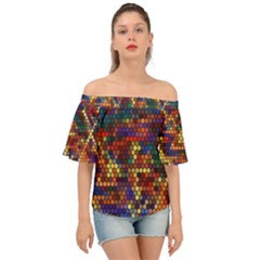 Hexagon Honeycomb Pattern Design Off Shoulder Short Sleeve Top by Ndabl3x