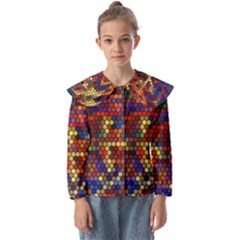 Hexagon Honeycomb Pattern Design Kids  Peter Pan Collar Blouse by Ndabl3x