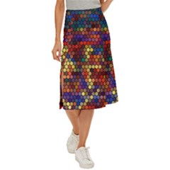 Hexagon Honeycomb Pattern Design Midi Panel Skirt by Ndabl3x