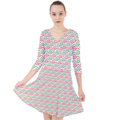 Pattern Flowers Geometric Quarter Sleeve Front Wrap Dress by Ndabl3x