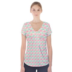 Background Pattern Leaves Texture Short Sleeve Front Detail Top by Ndabl3x