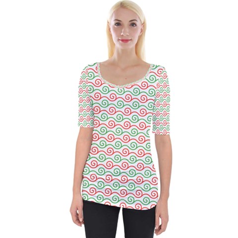 Background Pattern Leaves Texture Wide Neckline T-shirt by Ndabl3x