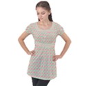 Spirals Geometric Pattern Design Puff Sleeve Tunic Top View1