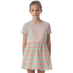 Spirals Geometric Pattern Design Kids  Short Sleeve Pinafore Style Dress