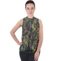 Birds Pattern Colorful Mock Neck Chiffon Sleeveless Top by Ndabl3x