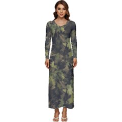 Flowers Pattern Flora Long Sleeve Longline Maxi Dress by Ndabl3x