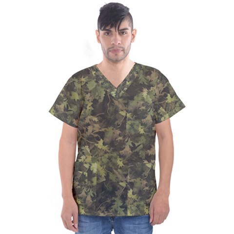 Camouflage Military Men s V-neck Scrub Top by Ndabl3x