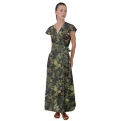 Camouflage Military Flutter Sleeve Maxi Dress by Ndabl3x