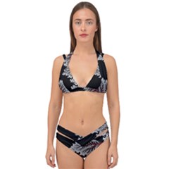 Abstract City Retro Sunset Night Double Strap Halter Bikini Set by Bedest