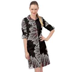 Abstract City Retro Sunset Night Long Sleeve Mini Shirt Dress by Bedest