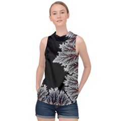 Abstract City Retro Sunset Night High Neck Satin Top by Bedest