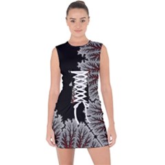 Abstract City Retro Sunset Night Lace Up Front Bodycon Dress by Bedest