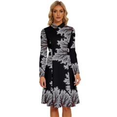 Abstract City Retro Sunset Night Long Sleeve Shirt Collar A-line Dress by Bedest