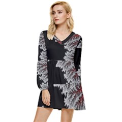 Math Formula Tiered Long Sleeve Mini Dress by Bedest