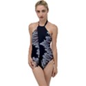 Purple Rose Retro Floral Flower Go with the Flow One Piece Swimsuit View1