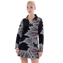 Silhouette Of Aurora Borealis Women s Long Sleeve Casual Dress by Bedest