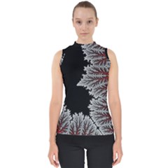 Silhouette Of Aurora Borealis Mock Neck Shell Top