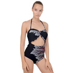 Silhouette Of Aurora Borealis Scallop Top Cut Out Swimsuit by Bedest