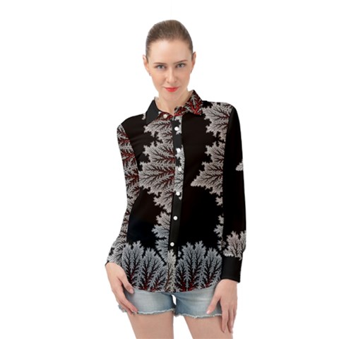 Himalaya Nature Mountain Long Sleeve Chiffon Shirt by Bedest