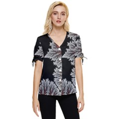 Himalaya Nature Mountain Bow Sleeve Button Up Top by Bedest