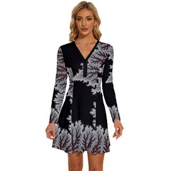 Foroest Nature Trippy Long Sleeve Deep V Mini Dress  by Bedest