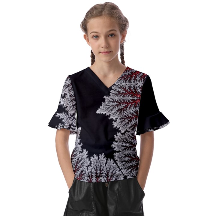 Planet Psychedelic Art Psicodelia Kids  V-Neck Horn Sleeve Blouse