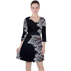 Abstract Complex Fractal Math Quarter Sleeve Ruffle Waist Dress by Bedest