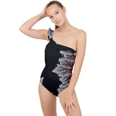 Abstract Complex Fractal Math Frilly One Shoulder Swimsuit by Bedest