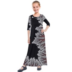 Abstract Complex Fractal Math Kids  Quarter Sleeve Maxi Dress