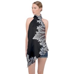 Abstract Complex Fractal Math Halter Asymmetric Satin Top by Bedest