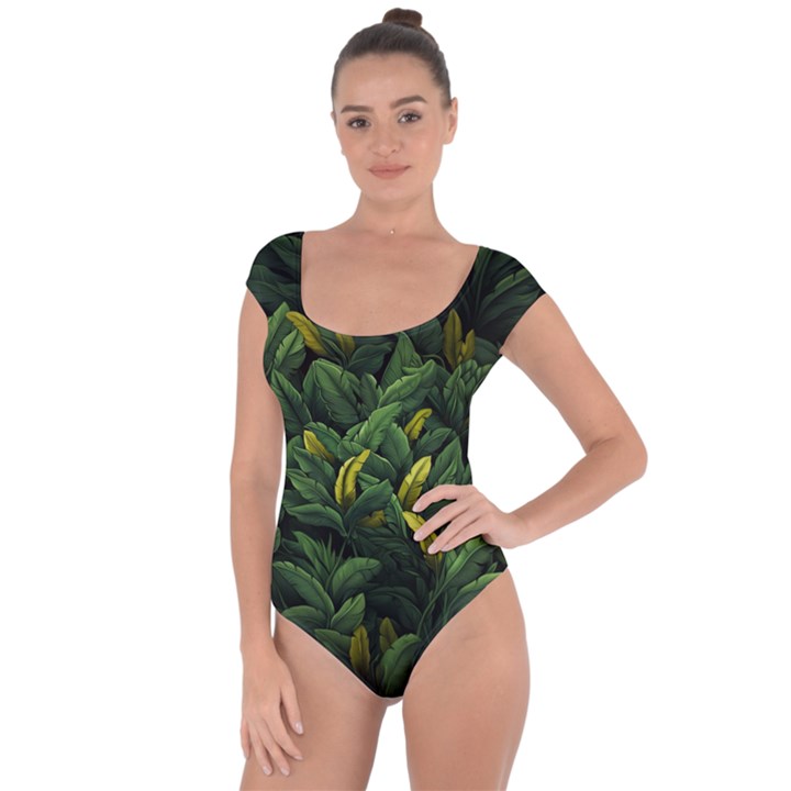 Banana leaves Short Sleeve Leotard 